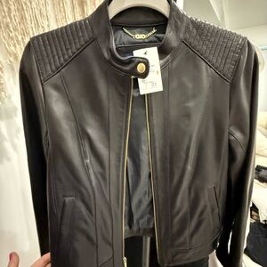 BNWT COLE HAAN - Black GENUINE Leather Jacket - SIZE SMALL
